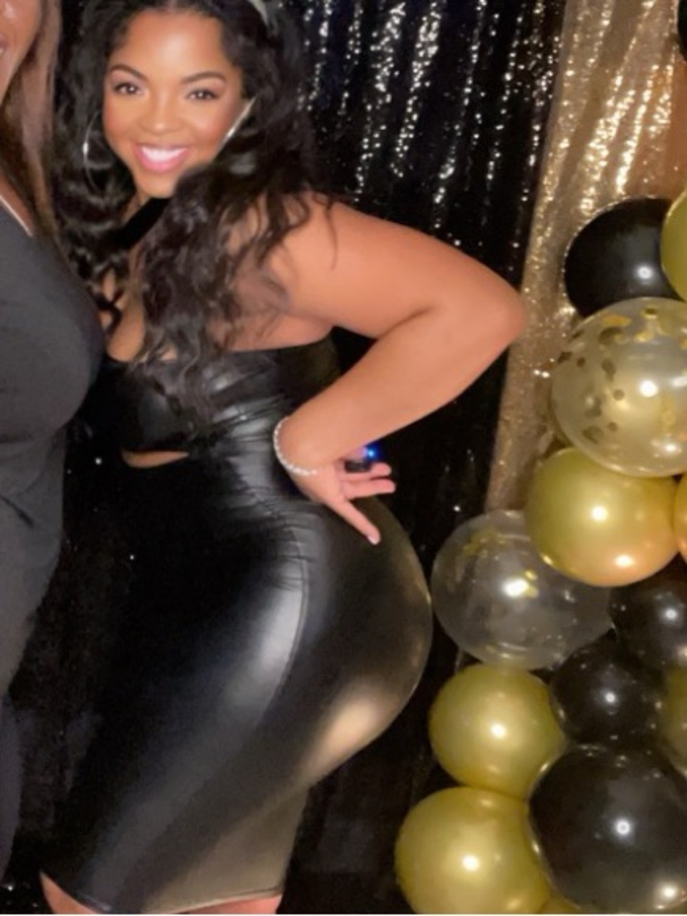 Black Faux Leather Curve-Hugging Pencil Dress